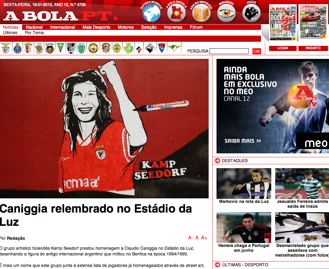 Caniggia in A Bola.pt (2013-01-18)
